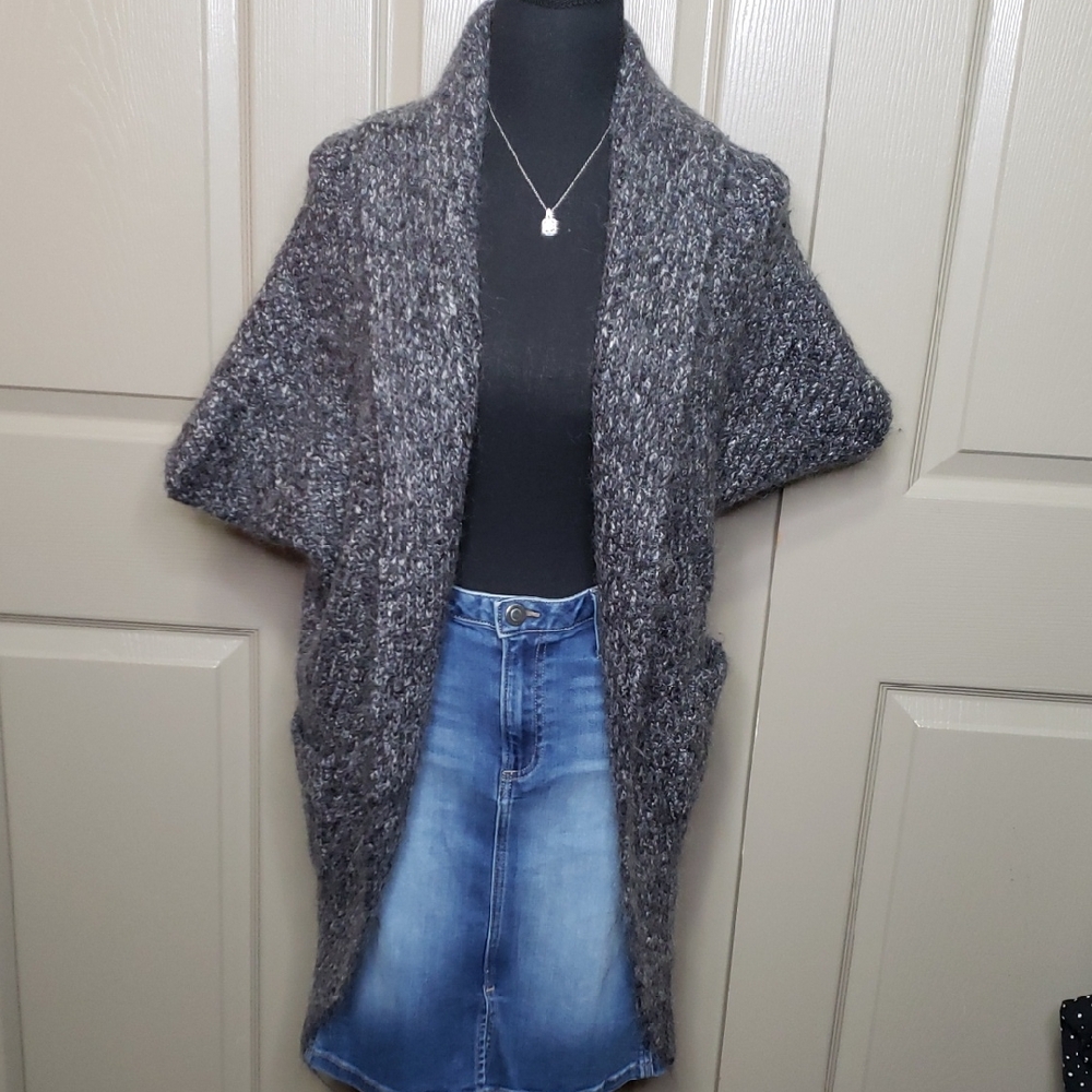 TCEC Gray Women's Knitted Mohair Wool Blend Sweater Cardigan Shrug S/M